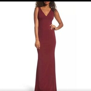 Katie May Mischka Maroon Bridesmaid Cut Out Dress